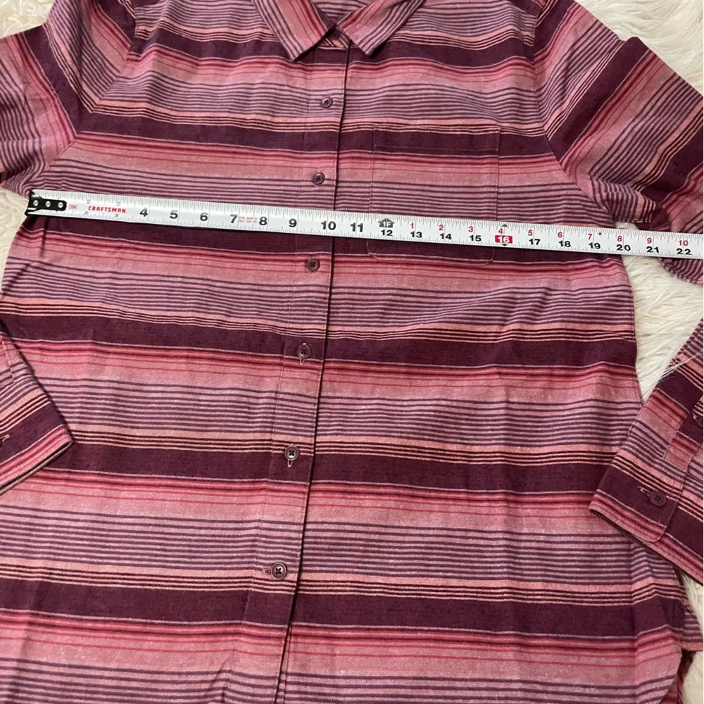 United by Blue women’s flannel sizes M & L organic cotton hemp red earth stripe - Picture 6 of 8